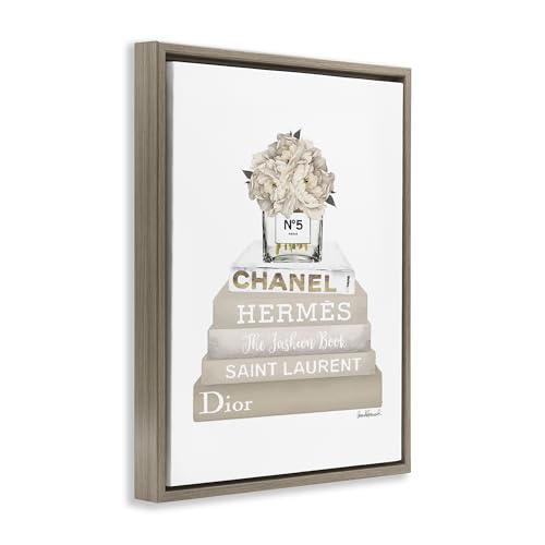 Image of Beige High Fashion Bookstack Glam, 16 x 20 Inch Canvas in Floater Frame