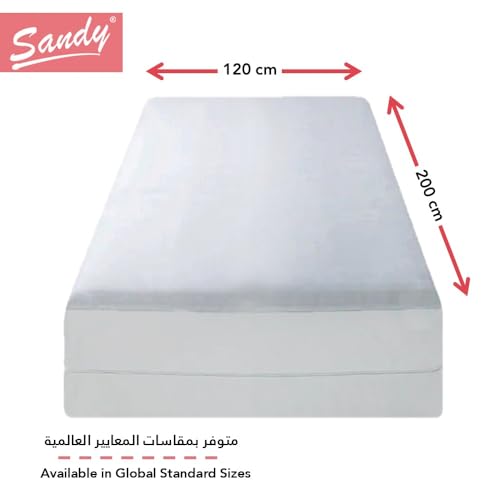 واقي مرتبة ممتاز مقاوم للماء من اللاتكس مع ملاءمة مثالية من جميع الجوانب مع جيب عميق حتى 32 سم - مضاد للحساسية وجيد التهوية ويحمي من عث الغبار من ساندي (مقاس توين XL: 120 * 200 سم، ابيض)