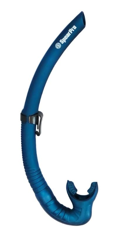 SpearPro Isla Snorkel for Snorkeling, Scuba Diving, Swimming- J Style - Multiple Colors (Metal Blue)