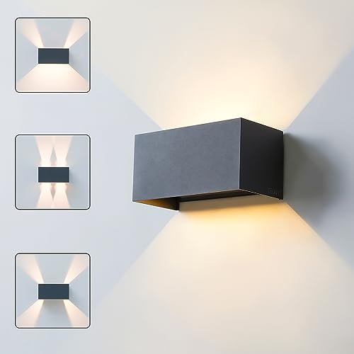 CELAVY LED Wandleuchte Wandlampe innen aussen, Außenlampe Außenleuchte Wand IP65 Modern Aussenleuchte UP Down Außenwandleuchte Ausenbeleutung Aussenbeleuchtung Hauswand Terrasse, Dunkelgrau