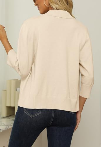 Image of Womens 3 /4 Sleeve Cropped Cardigan Sweater Fashion Cardigans Lightweight Knit Sweaters