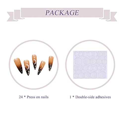 Babalal Stiletto Press On Nails Long False Nails Glossy Nails Black Acrylic Nails Goth Fake Nails For Women And Girls #TOP4