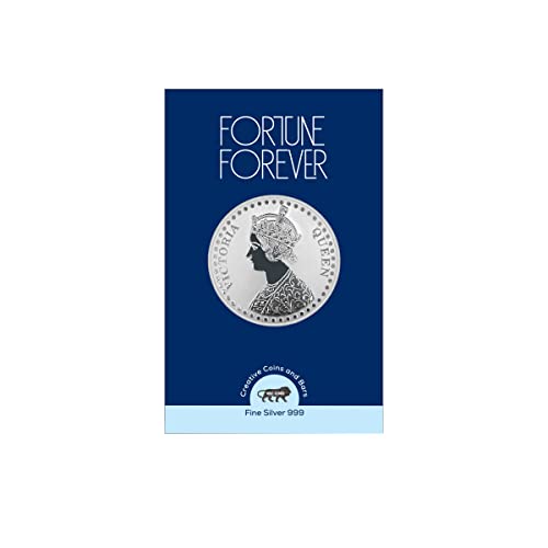 Image of FORTUNE FOREVER Pure Silver Queen Victoria BIS Hallmarked Round Coin Chandi Sikka with Blister Card Perfect for Gifting Investment Diwali Dhanteras (999 Purity)