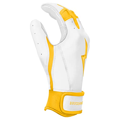 BRUCE BOLT Chrome Series Short Cuff Yellow Batting Glove - Yellow Medium - Thumbnail 4