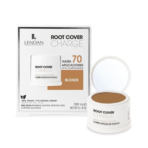 LENDAN - Cubre Raíces Canas en Polvo - Root Cover Charge - 4 g - Color Rubio - Polvo Mineral para una Cobertura Fácil, Instantánea y Natural de las Canas - Absorbe la Grasa o Sebo de la Raíz