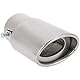 Glossy Silver Stainless Steel Universal Car Straight Exhaust Pipe Rear Muffler Tip Tail Throat