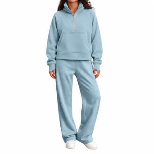 Women Jogging Suits 2 Piece Set Zip Up Fleece Baggy Pullover Tops - image 2