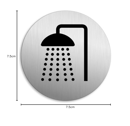 Schild Dusche Ø 75 mm Aluminiumschild Edelstahloptik Nr.39020-K