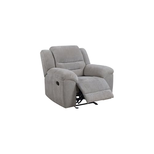 Sillón reclinable tapizado chenille gris miniatura 1