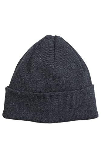 Bonnet en tricot fin anthracite taille ML vêtement hiver en laine mérinos homme femme