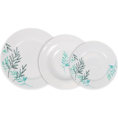 La Mediterránea Servizio da tavola completo 18 pezzi in vetro temperato, collezione Lora