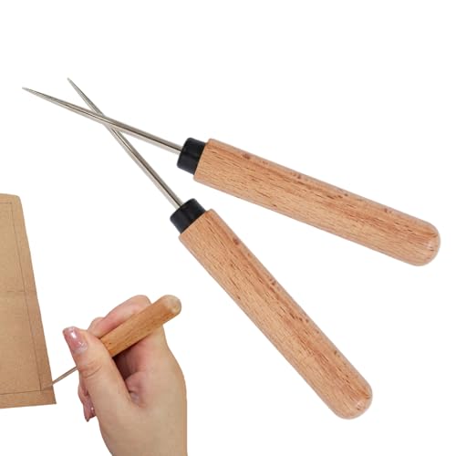 Alène pour Coudre,Manche en Bois et Aiguille en Acier Inoxydable - Outil à Percer le Cuir,Pour Projets Manuels, Débutants, Amateurs, Femmes, Adultes, À La Maison, Cours D'Art,