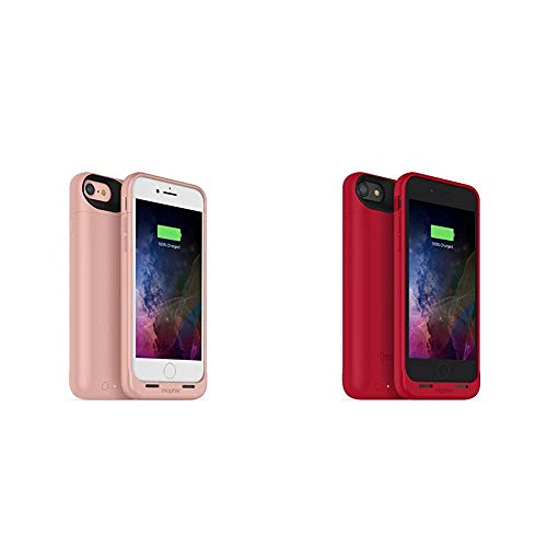 mophie Juice Pack Wireless - Charge Force Wireless Power - Rose Gold & Juice Pack Wireless - Charge Force Wireless Power - Wireless Charging Protective Battery Pack Case, Red