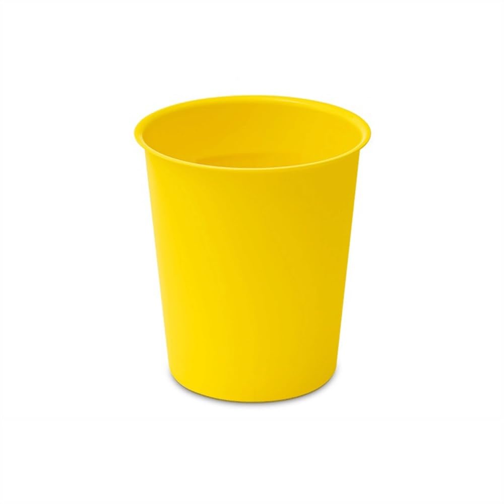 Poubelle plastique ronde jaune lavable pour toute la maison