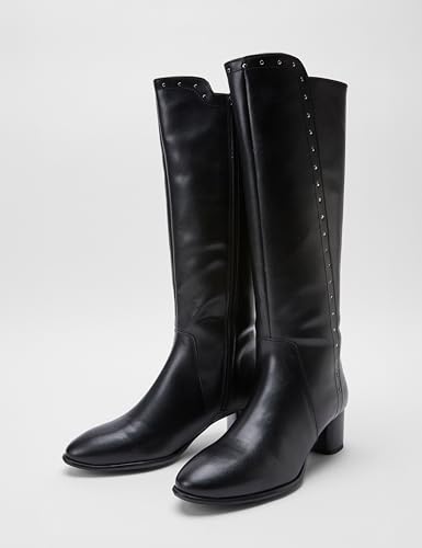 Image of ELLE Women's Knee-High Boots with Studded Trim and Low Block Heel