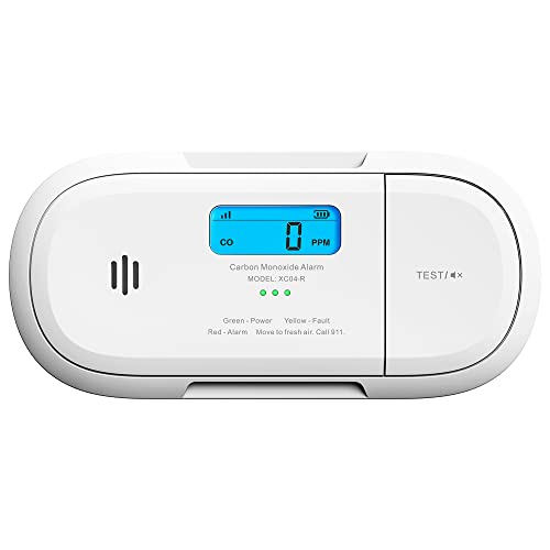 portable carbon monoxide alarm - X-Sense Carbon Monoxide Detector Alarm with Digital LCD Display, CO Detector Alarm with 5-Year Replaceable Battery and Peak Value Memory, XC04-R