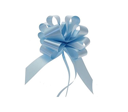 Baby Boy Cellophane Gift Wrap Hampers Florist Baby Shower + Free Pull Bow, Curling Ribbon & Card (3 Metre, Baby Blue Ribbon, Baby Blue Pull Bow) - Image 4