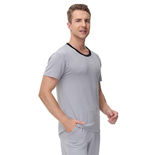 Ink+Ivy Men Sleepwear Pajama Top Crewneck T-Shirt, Soft Sueded Jersey Tee Loungewear, Undershirt, Alloy, Small4