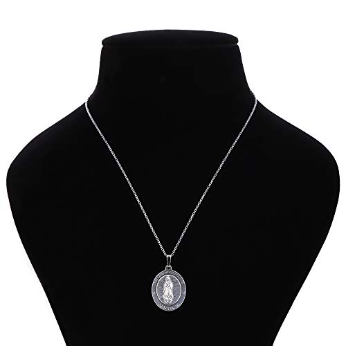 Vanbelle Rhodium Plated 925 Sterling Silver Our Lady Of Guadalupe Medal Pendant Necklace For Men And Women #TOP5