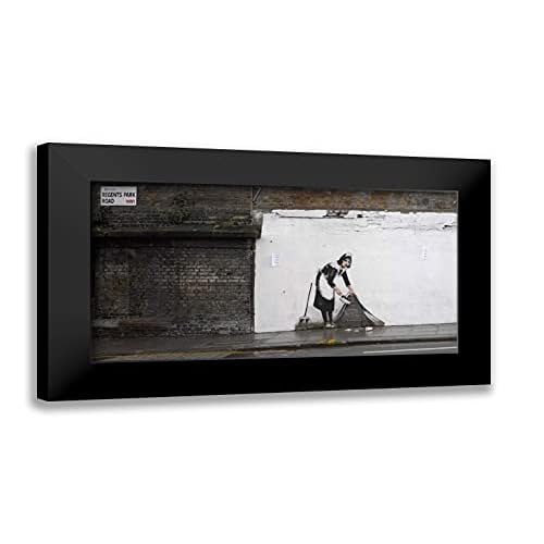 ArtDirect Anonymous 24×14 Black Modern Framed Art Print Titled: Regents Park Rd Camden London-Graffiti attributed to Banksy