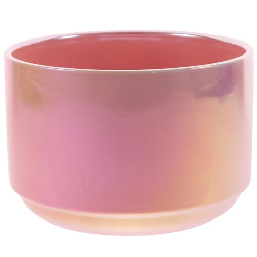 Inoomp Keramischer Blumentopf FüR Sukkulenten Rosa Runde PflanztöPfe Aus Hochwertiger Keramik FüR Innen- Und AußEndekoration 15 cm Durchmesser