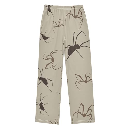 Spider on Beige Boys Pants Boys Athletic Pants Long Pant for Boywith Pockets Wide-Leg Size 6-14Y