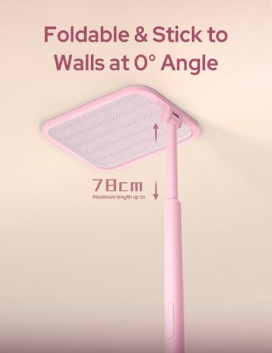 Image of CostarMatter 3500V Foldable Electric Mosquito Bat - UV Purple Light, Rechargeable Handheld Extendable Electric Fly Swatter Up to 78CM, 1200mAh Lithium-ion Battery Mosquito Killer Lamp for Home (Pink)