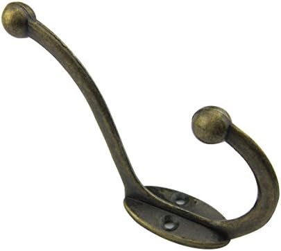 Paor 4pcs Vintage Antique Bronze Hooks Wood Mounted for Coat Hat Scarf Large Size