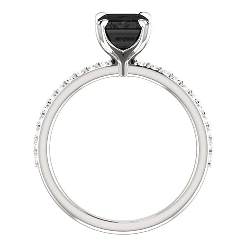 3 CT Emerald Cut Black Diamond Engagement Rings for Women Solitair Black Onyx Ring Black Emerald Engagement Ring Anniversary Promise Gifts for Her Bridal Wedding Ring4