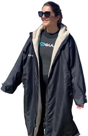 Optimum Drywrap Long Sleeve Change Robe Stay Warm and Dry Windproof, Waterproof, Oversized Poncho Coat - Swimming Surfing Water-Sports, Black