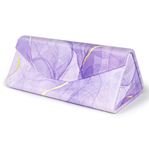 NPOOYI Estojo de óculos de sol, estojo dobrável para óculos, estojo dobrável de couro sintético magnético, Dream Purple, tamanho �nico