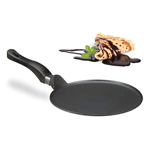 Relaxdays Crepera, Sartén para Tortitas y Crepes, Antiadherente, Plana, 25 cm Cover
