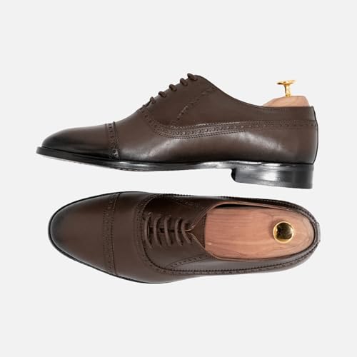 Cresswood Oxford Shoes for Men – Premium Leather Wingtip Dress Shoes | Classic Single-Color Vintage Oxfords for Business, Office & Formal Wear3