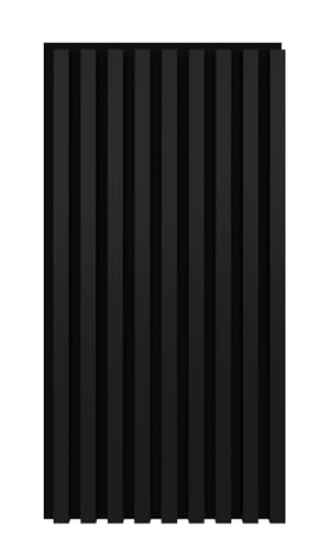 Leiste24 Akustikpaneel - Lamellenverkleidung - Wandverkleidung - 800 x 400 mm - Akustikfilz Schwarz - Lamellendekor Schwarz