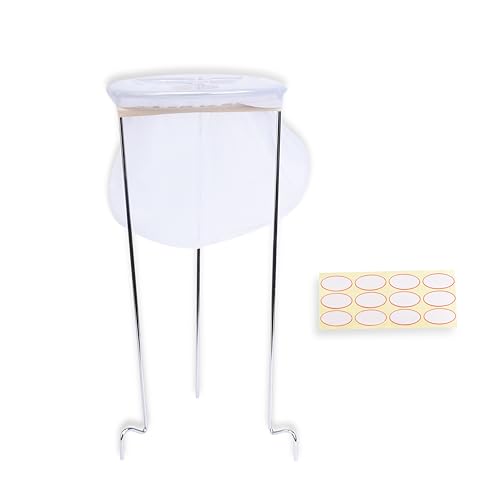 Birdtown Traders Jelly and Jam Strainer Stand with Bag. Reusable Filter Bag Perfect for Straining Nut Milks, Soups, Yogurts and Purees. Comes with 12 jar labels.