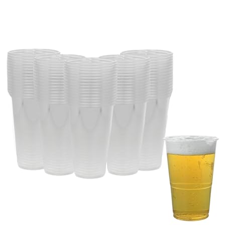 1ABOVE 50pk Half Pint Glasses, 330ml- Half Pint Plastic Cup, Strong Plastic Beer Cups Glasses Disposable Tumblers
