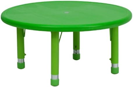 Flash Furniture 33'' Round Green Plastic Height Adjustable Activity Table