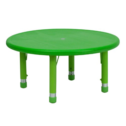 Flash Furniture 33'' Round Green Plastic Height Adjustable Activity Table #TOP4