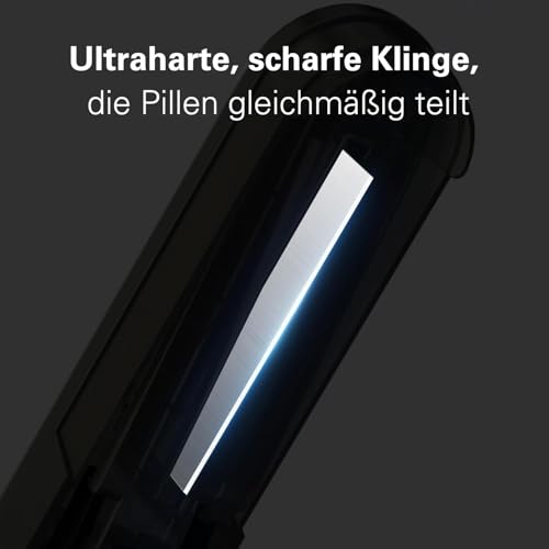 BUG HULL Tablettenteiler für Mehrere Pillen Auf Einmal, Tablettenschneider für Kleine Und Winzige Tabletten Und Große Tabletten, Pillenteiler Mit versteckter Schneide Aus Edelstahl (Schwarz)