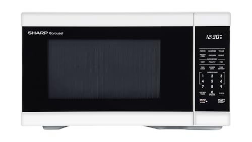 SHARP Countertop Microwave Oven with Removable 12.4' Carousel Turntable, 1000 Watt, 1.1 Cubic Feet, White
