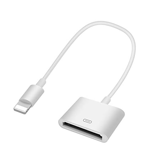 Lightning to 30-Pin Adapter, Apple MFi Certified iPhone Charging Data Sync Connector Cable 8-Pin Male to 30-Pin Female Output Adapter Compatible iPhone 12/11/X/8/7/6/5/iPad/iPod White ROSYCLO No Audio