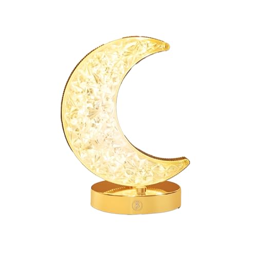 Image of Crystal Half Moon Shape Night Lamp | Ideal for Bedroom | Desk Lamp for Bedroom, Home, Living | (Moon Shape)