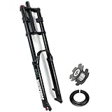 KANGXYSQ DH Mountainbike-Vorderradgabel 26 27,5 29 Zoll MTB Fahrradgabel Federweg160 Mm Scheibenbremse Luftgabel 1-1/8' Gerade Rebound-Einstellung Manuell Lockout QR(Black,26in)