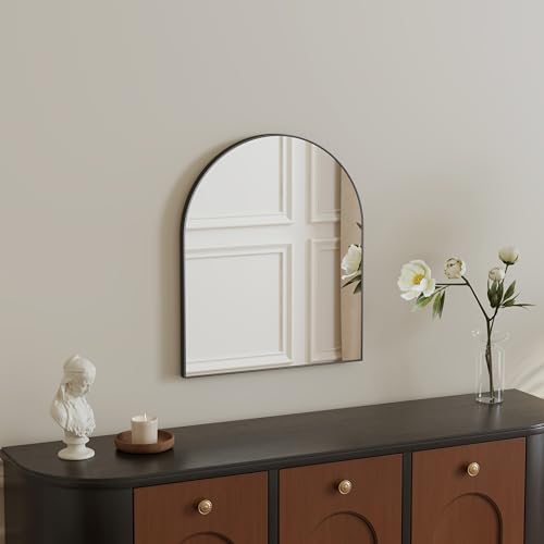 MYlovelylands 15x23 Inch Compact Black Arched Mirror Perfect for Small