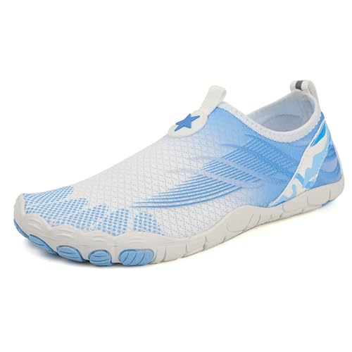 Zapatos acuáticos elegantes para hombre y mujer, de secado rápido, transpirables, para senderismo, descalzos, deportes acuáticos con drenaje, ideales para nadar, bucear, surfear y hacer kayak(Blue,40