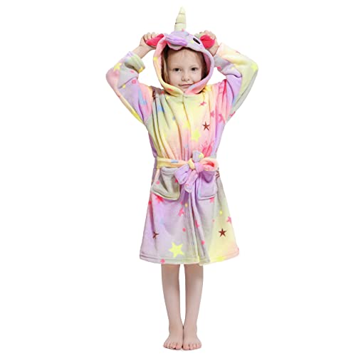 Albornoz para niños con capucha suave de unicornio, camisón de franela, con capucha, regalo para niñas Cover