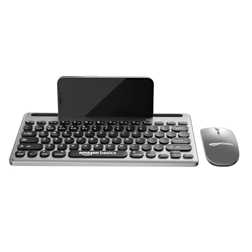 Amazon Basics Wireless Keyboard and Mouse Set with Bluetooth multiconnect, 2.4GHz Receiver,1600 DPI, Smartphone/Tablet Holder, Built in... - Image 5