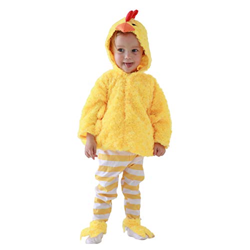 Funivals Chicken Costume For Kids, Easter Plush Stripes Chicken, Small 4-Pcs, Yellow (L(For Height 45"-50")) #TOP2