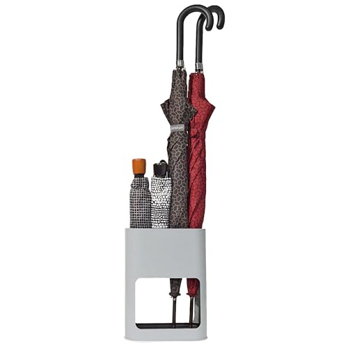 KINSTON - Porte-Parapluie Gris Design Minimaliste - Dimensions 21 x 28 x 9 cm, Stable avec Plateau Amovible pour Séchage Rapide - Capacité Jusqu'à 4 Parapluies, Idéal pour Petits et Grands Parapluies
