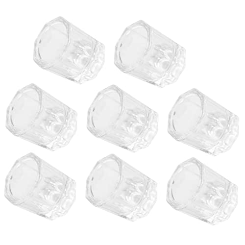 IWOWHERO 8 Piezas Taza De Lavado De Pluma Dedo Clavo Taza De Líquido Tazas Con Contenedor De Líquido Para Decoración De Uñas Vaso Porta Liquidos De Manicura Taza De Manicura Vidrio